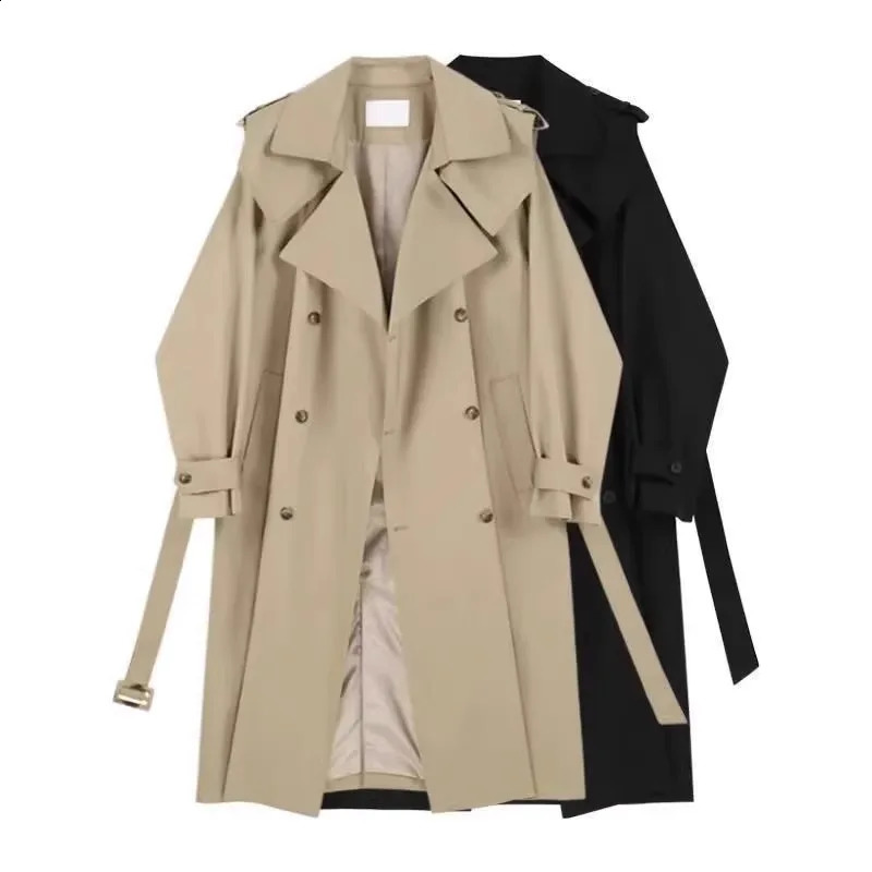 Men Solid Business Korean Style Spring Trench Coat Male Streetwear Windbreaker Trenchcoat Casual Loose Long Overcoat B38 240826