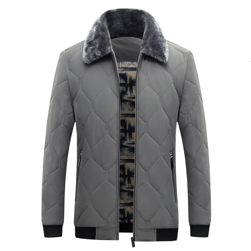Mens fur collar warm jacket winter park windproof jacket cotton pad thick black jacket mens casual autumn wool jacket mens 240826