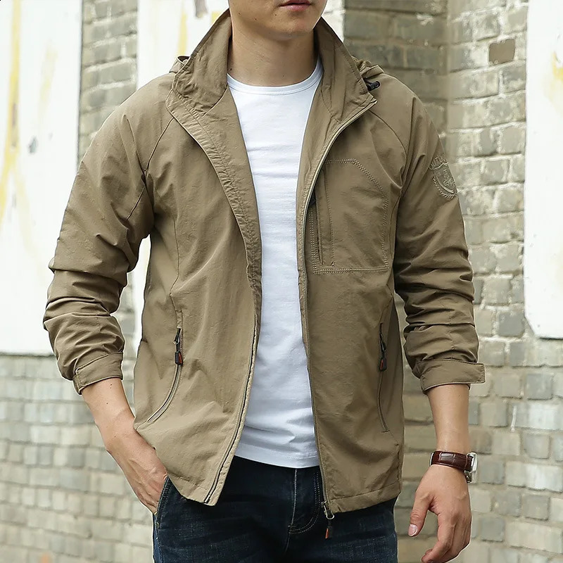 Mens Outdoor Hiking Camping Jackets Waterproof Hooded Windbreaker Coat Autumn Casual Jacket Tactics Military Jacket Men 6XL 240826