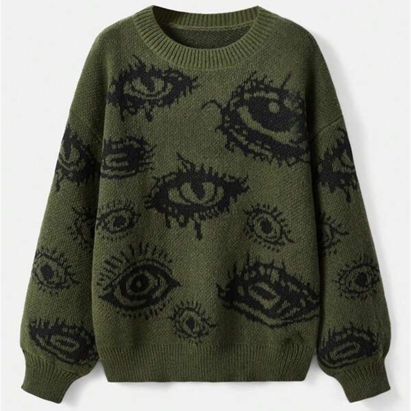 Traf Womens Sweater Eye Y2K Zipper Knitted Winter Clothing Womens Retro Womens Long Sleeve Top Oversized 240826 ww