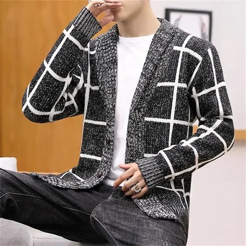 Pull tricoté Mente Mens en V Veste à collier Plain Weave Mens Vêtements Cardigan Fun Fun Casual Sensel Sell 2024 90S Retro x 240827