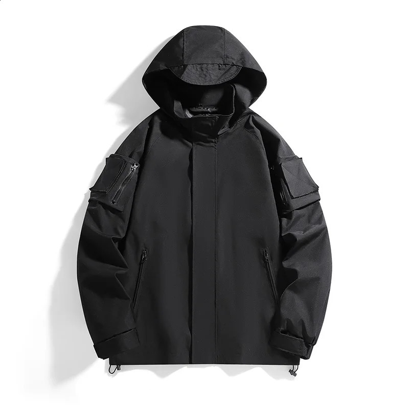 Spring Hooded Jackets Men Fashion Outdoor Unisex Outerwear Coats Solid Casual Couple Waterproof jackets Mens Windbreak 240826
