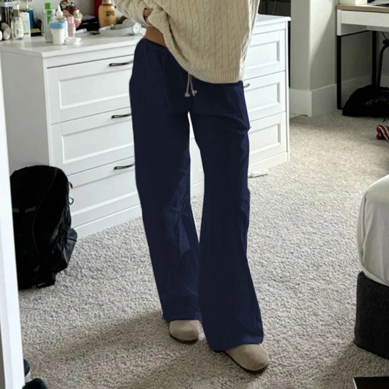 Bleu marine solide pantalon de survêtement en vrac joggers streetwear pantalon rose basique décontracté pour femmes pantalons rétro de base y2k 2