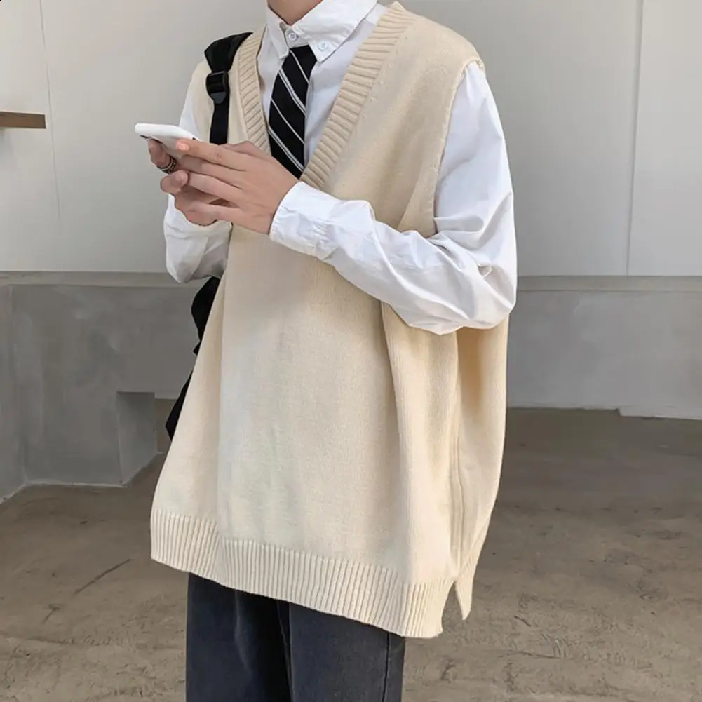 Sweater Vest Loose Casual Thermal Oversized Winter Sweater Vest Men Sweater Vest for Daily Wear 240826