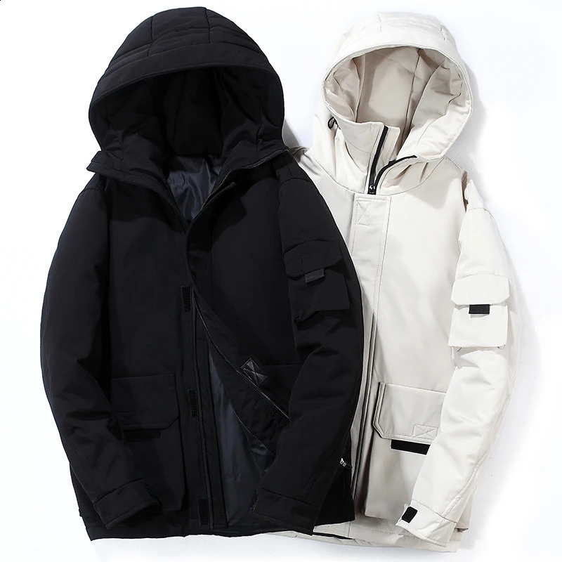 Winter jacket mens white duck down jacket Parkas Coats thick warm inflatable jacket hooded mens jacket windproof jacket mens thick jacket S-3XL 2
