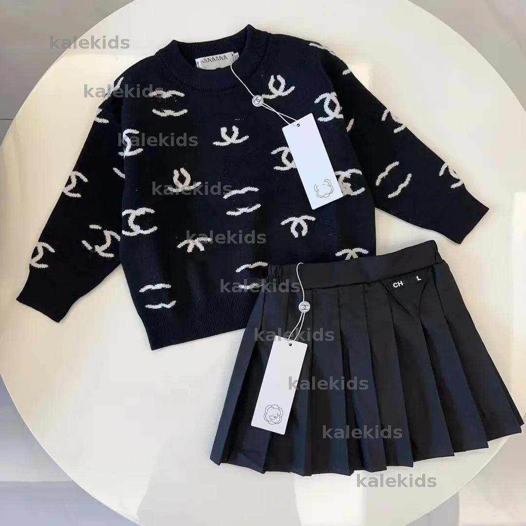 CXG2408273F12 Ensemble fille 2 pièces jupe plissée et pull tricoté coton 100% confortable 2 styles mignon mode haut enfant