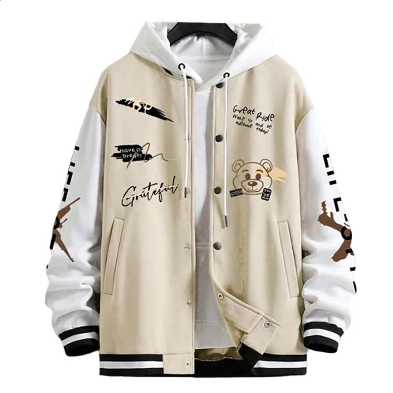 Vestes pour hommes manteau printemps automne à manches longues décontractées golf portes hommes veste de baseball mode imprimé O-coude-coucher ma