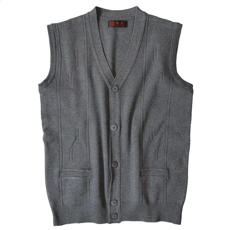 Autumn and Spring Pure Color Sweater Vest Mens Knitted Cardigan Suit Vest Korean Style Wool Suit Vest Slim Fit Waistcoat A71 240826