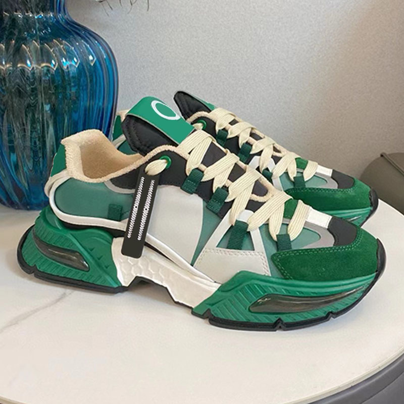 New Season Mixed Material Airmaster Sneakers Womens Classics Logo Thick Soled Nylon Suede Breathable Shoes Men Fashion Ultra Light Upper Lace Up
