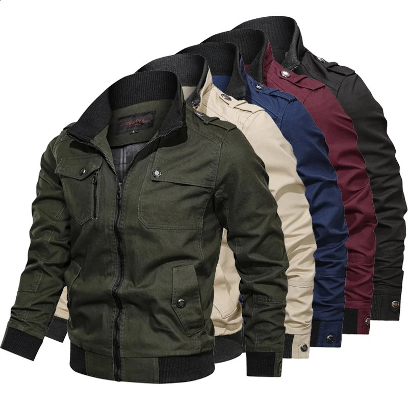 Bomber Jacket Men Fashion Casual Windbreaker Jacket Coat Men Spring Autumn Outwear Stand Slim Military Jacket Mens 240826
