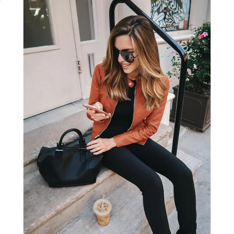 Womens S-5XL size selling autumn and winter fashion leather jacket set small jacket womens clothing product 240827