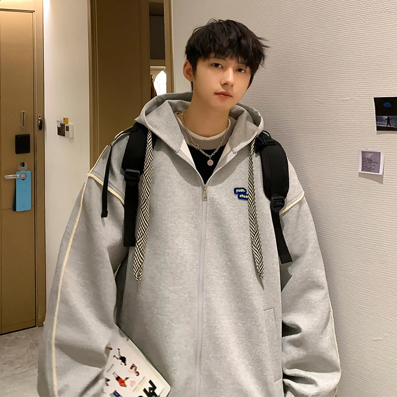 KAPMENTS Y2k Streetwear Oversized Hooded Hoodies Pullover Korean Fashions Full Zip Hoodie Casual Vintage Loose Sweatshirts 240826