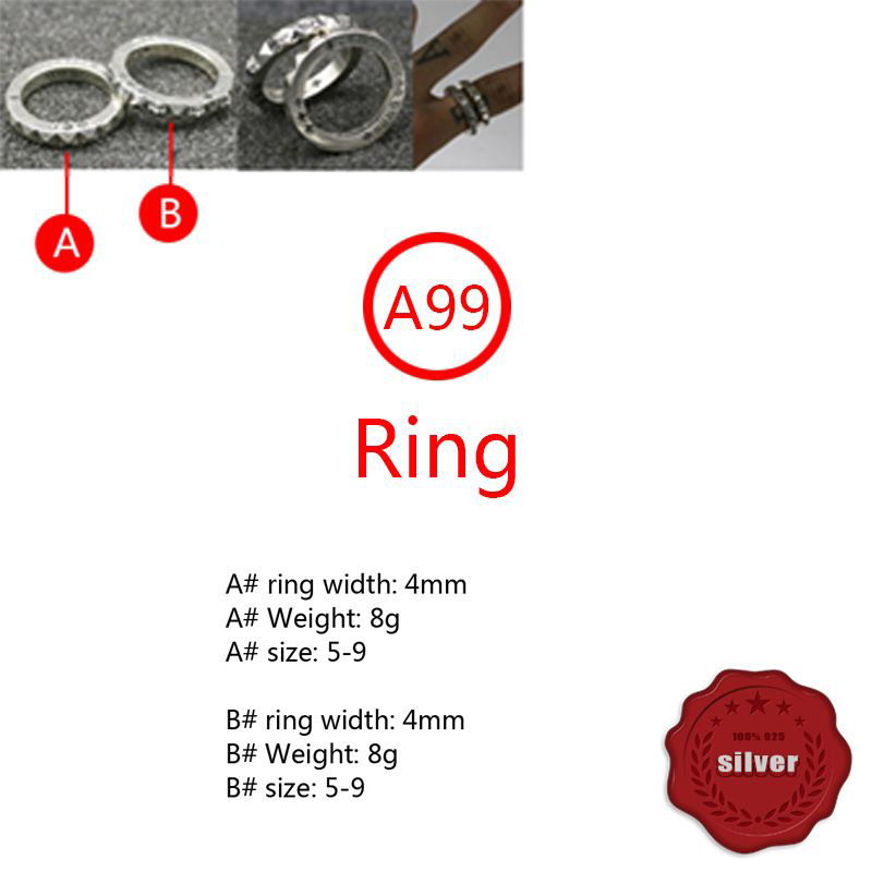 A99 S925 Sterling Silver Ring Fashion Retro Personality Cross Flower Hip Hop Letter Net Red Versatile Punk Style Jewelry Gift for Lovers new
