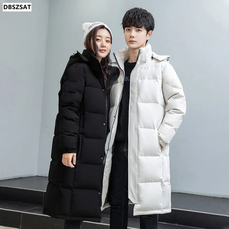 S-3xl Mens White Duck Down Jacket Winter Mens Coat Zipper Long Solid Hooded Thick Windproof Coat Hy169 240826