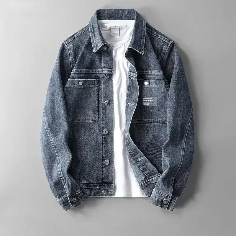 Jeans Coat For Men Autumn Denim Jackets Man Blue Button Washed Casual Joker G Vintage Clothing Young On Sale Winter Fashion 240826