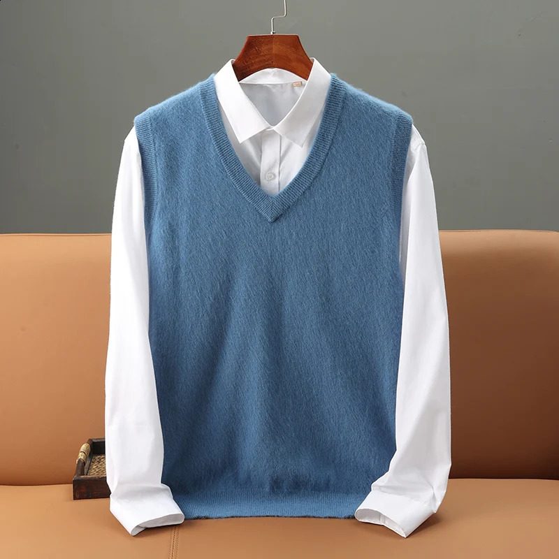 Prilleurs d'automne pour hommes 100% vison cachemire Viette de mode sans manches V