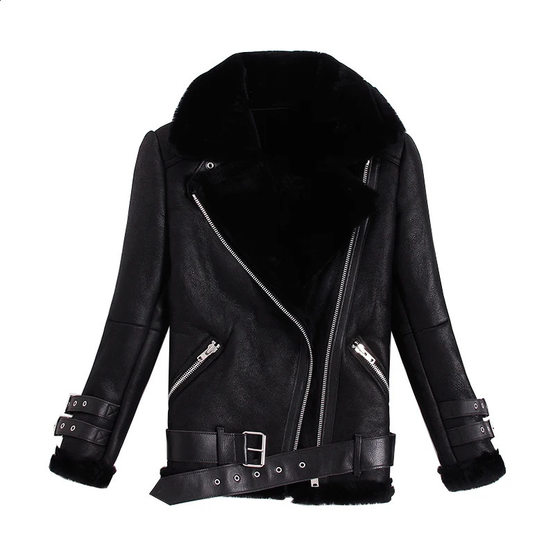 Winter wool real fur coat motorcycle womens genuine leather jacket Casaco S-W-3 YY977 240827