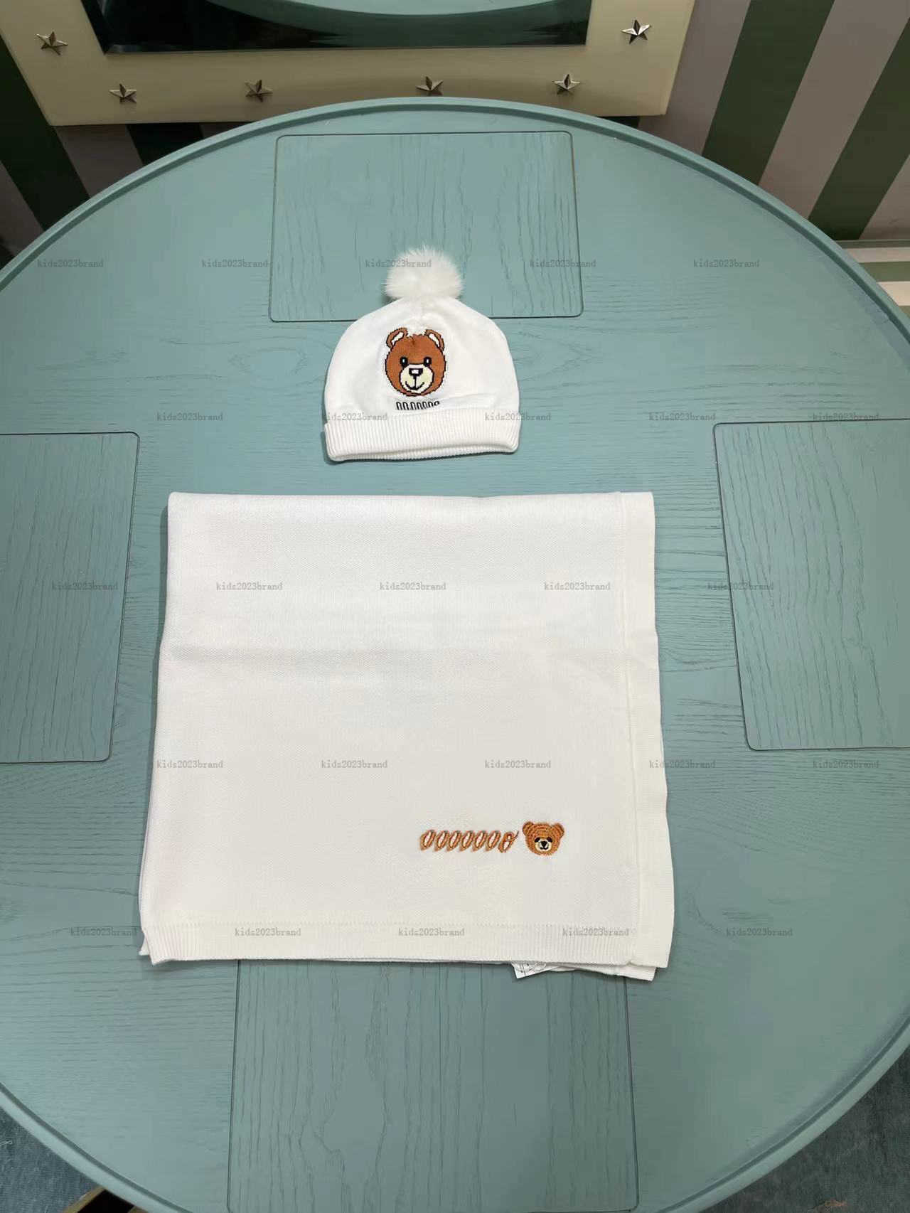 New baby kids Blanket Checkered contrasting color design newborn Swaddling winter infant Knitted quilt and Knitted hat-image-1014965192