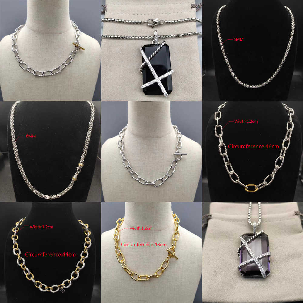 Silver OT oval Chain Designer Necklace Luxury Women S925 Plated Necklaces Men round box chains Jewlery 18k Cz Gold Combination birthday gift