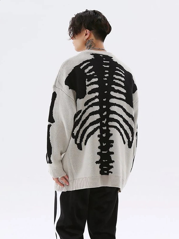 American Mens Gothic Pattern Sweater Y2k Hoodie Retro Street Mens and Womens Trendy Sweater Hip Hop Pullover 240827