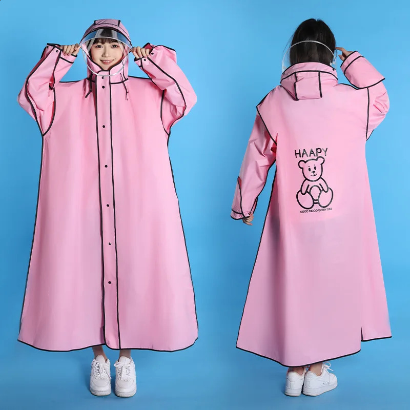 Thicken EVA Adults Long Raincoat Hooded for Men Women Waterproof Rain Coat Outdoor Poncho Jacket Travel Camping Fishing Rainwear 240827
