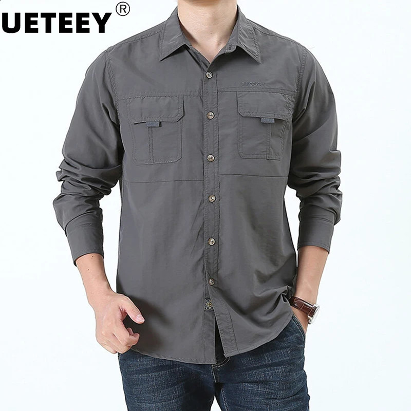 American tactical hiking shirt mens long sleeved cargo work shirt summer outdoor quick drying SWAT military combat hunting fishing shirt 240827