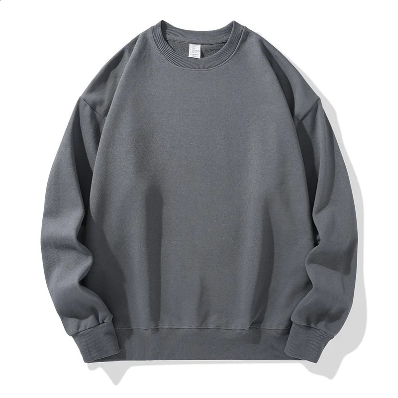 Solid Color MenWomen Sweatshirts Autumn Winter Casual Cotton Pullovers Hoodies Heavyweight Oversized Classic Knit Pullover 240826