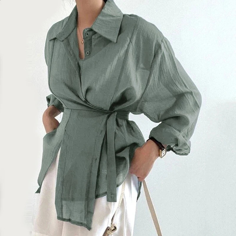 Femmes élégantes Chemises irrégulières Loose Lot Long Suncreen Blouse Office Women Fashion Casual Button Ladies Shirts Tops 15674 240826