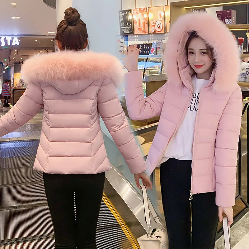 2024 Winter Jacket Womens Parka Fur Collar Detachable Casual Womens Cotton Down Jacket High Quality Short Sleeve Womens Inflatable Jacket 240826