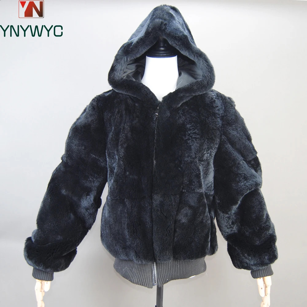 2024 Full Leather High Quality Jacket Womens Coat Wholesale Natural Coat Hooded Fashion Rabbit Fur Coat 240826