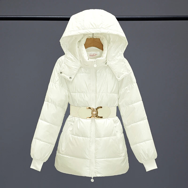 Fashionable smooth womens jacket autumn hooded jacket womens warm park Korean 2024 winter jacket waterproof autumn clothing 240826