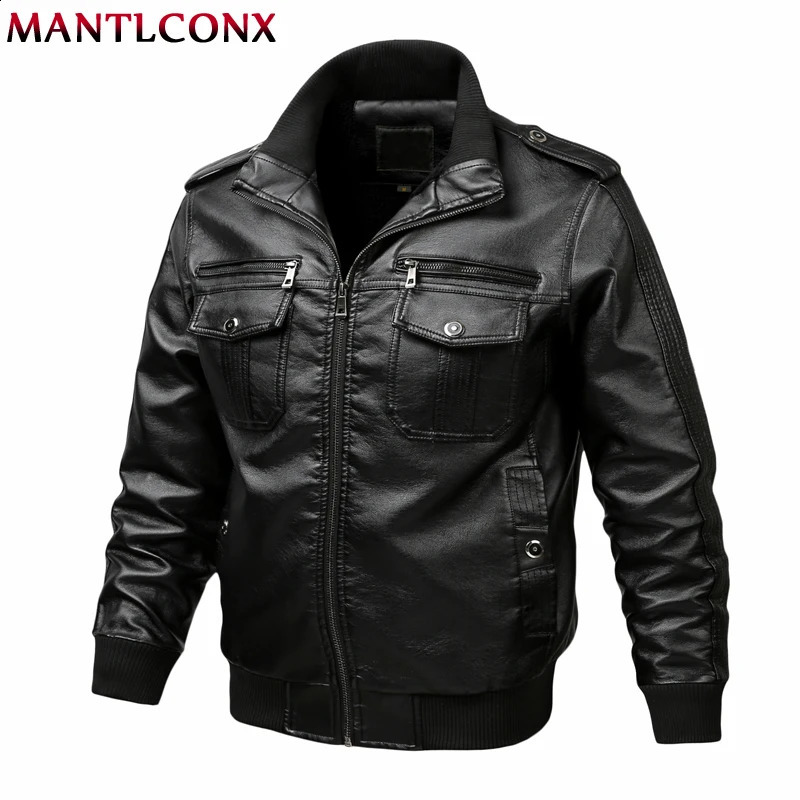 Autumn Winter Mens Leather Jacket Fashion Motorcycle Biker PU Coat Men Warm Windbreak Outerwear XL3XL 240826