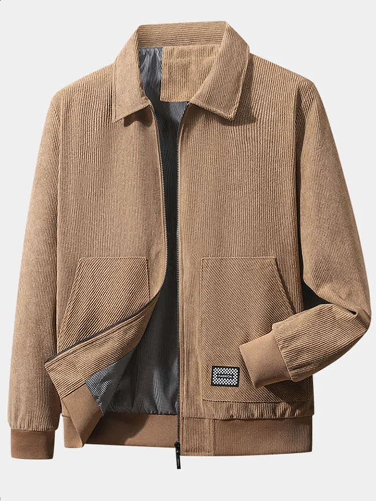 Lapel Jacket Mens Loose Casual Jacket Coat Trend Spring And Autumn Corduroy Large Size Thin Fashion Coat 240826