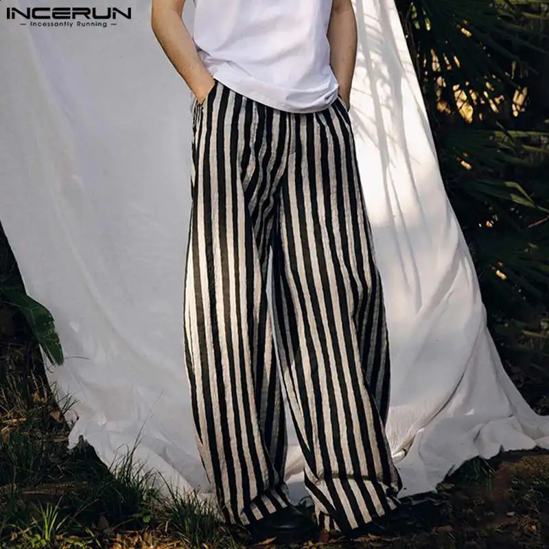 Pantalon de style coréen incaurne masculine élégant décontracté long pantalon d'été mâle mâle confortable pantalons lâches s-5xl 240826