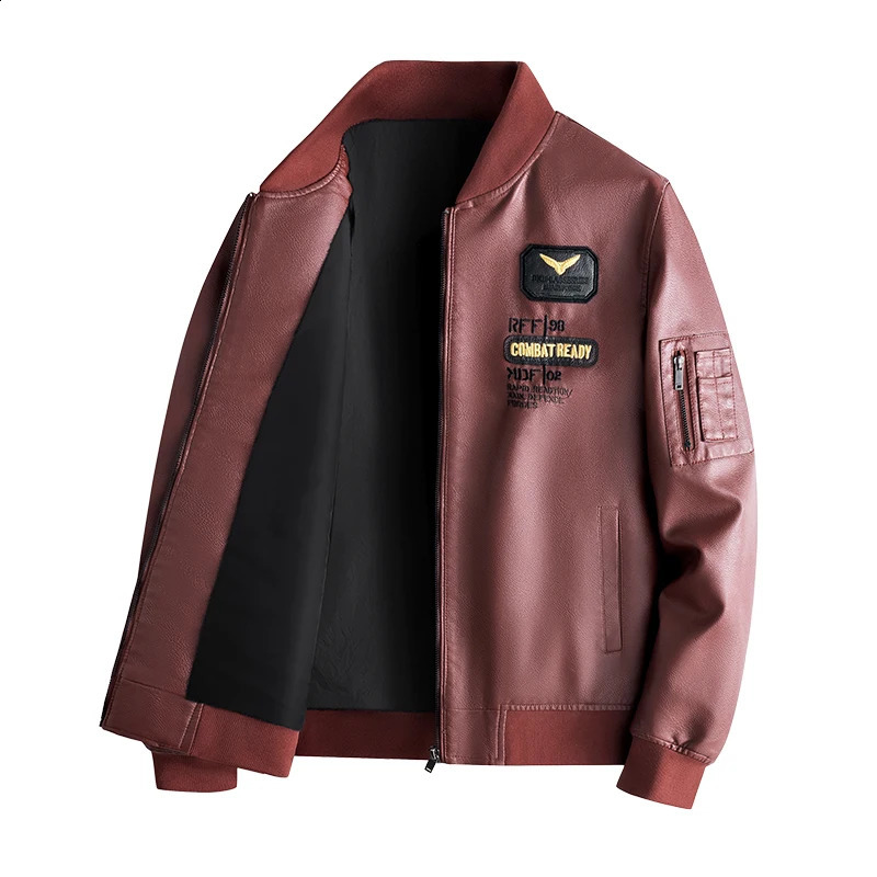 Leather Jacket Mens Autumn Korean High Street Fashion Embroidery Fur Clothing Locomotive Match Casual Slim Male Coat Streetwear 240826