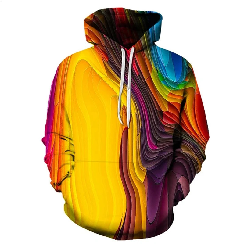 Sweat-ciel arc-en-ciel imprimé 3D Sweatshirts pour hommes à capuche à manches longues surdimensionnées surdimensionnées