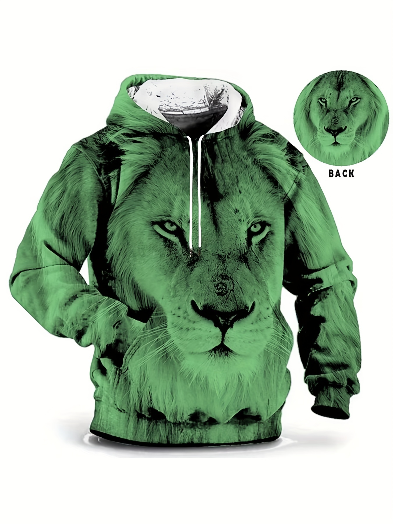 Men's Plus Designer Size 3D Lion Print Hooded Sweatshirt For Spring/Autumn, Oversized Casual Hoodies For Males, Men's Clo
