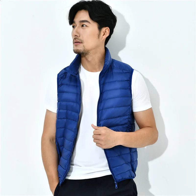Fashion Stand collar Mens Winter Jacket White Duck Down Warm Casual Jacket Mens Spring and Autumn Tank Top S-3XL 240826