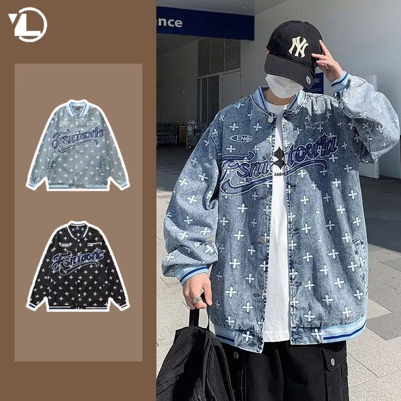 Japanese College Mens Jackets Letter Print Harajuku Fashion Couple Coats High Street Unisex Baseball Uniform Trend Y2k 240826
