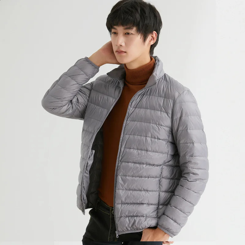 Mens Autumn Winter Man Duck Down Jacket Ultra Light Thin S-3XL Spring Jackets Men Stand Collar Outerwear Sports Coat 240826