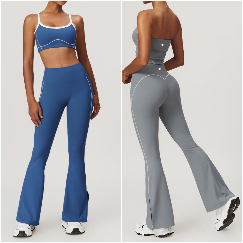 8838 Ensembles de tenue de yoga pour femmes deux pièces pantalons gilet pantalon de sport salle de sport en cours d'exécution pantalon long décon