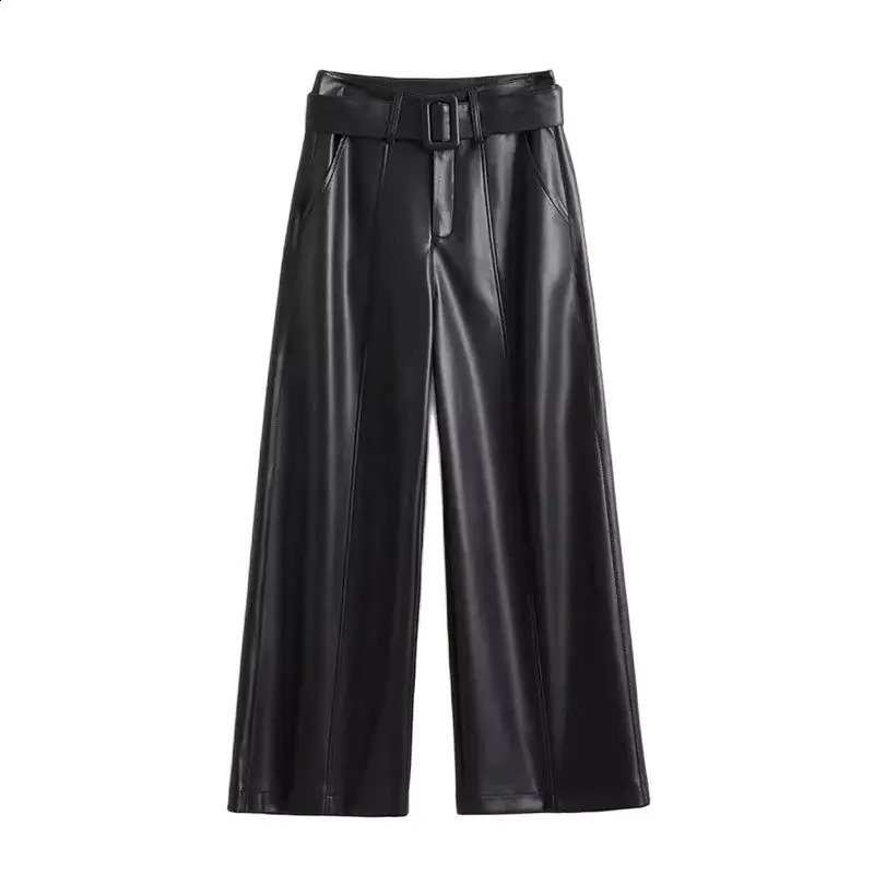 Pantalon droit de mouton de pantalon en cuir en cuir noir noir printemps automne