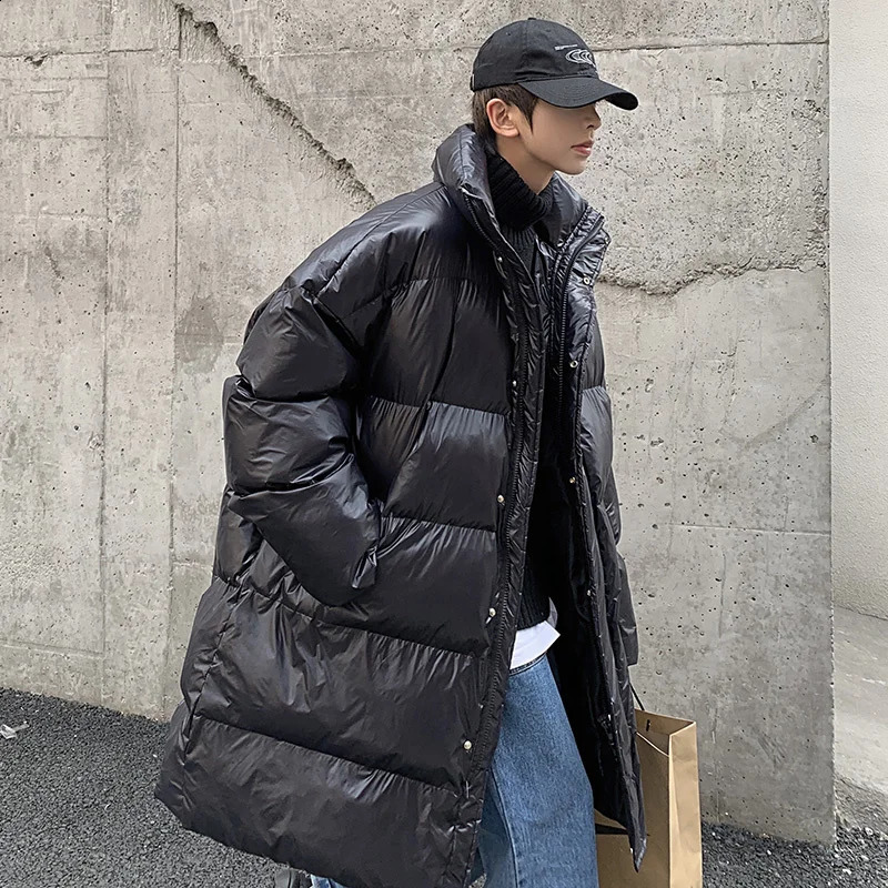 Winter slim jacket mens warm and fashionable casual long jacket mens street clothing mens loose thick jacket mens parka coat 240827