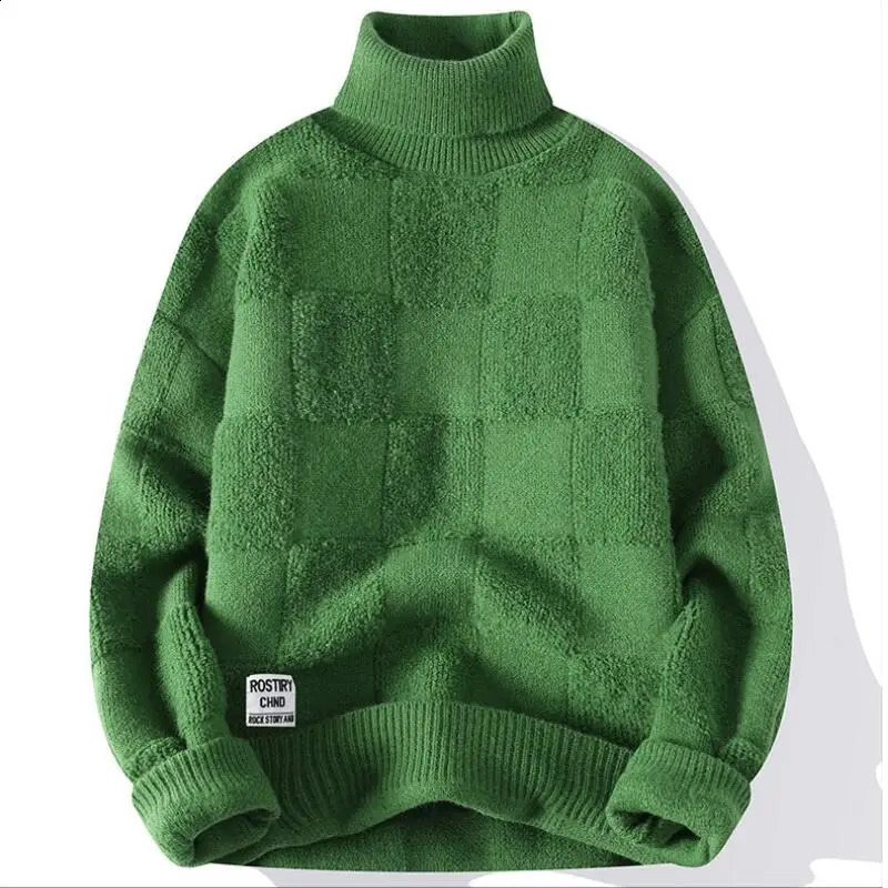 mens high-quality long sleeved sweater ultra-thin fit for men keeping warm winter latte art mens high neck soft skin friendly 240827