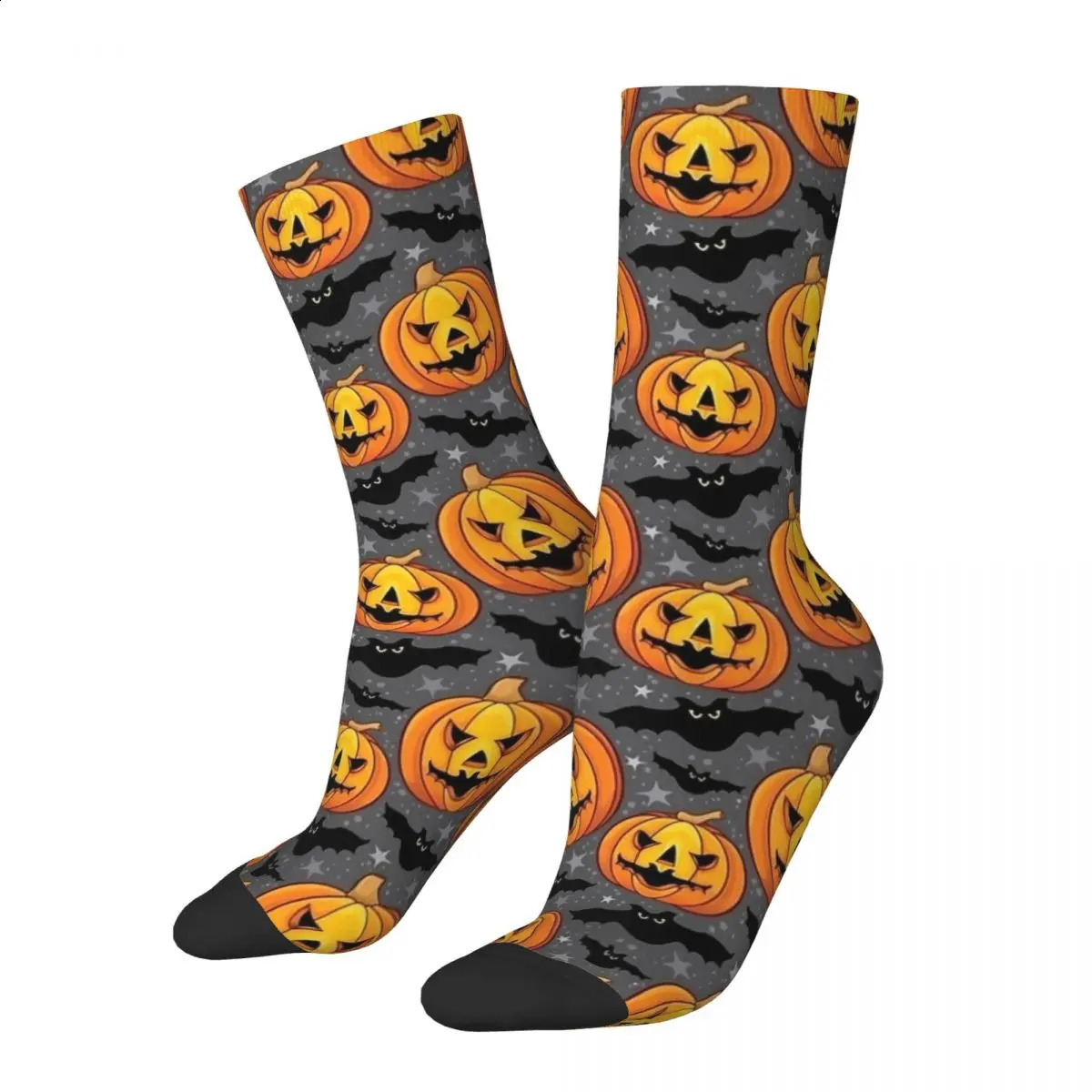 Autumn Winter Retro Mens Womens Halloween Pumpkin And Bat Horror Socks Breathable Basketball Socks 240827