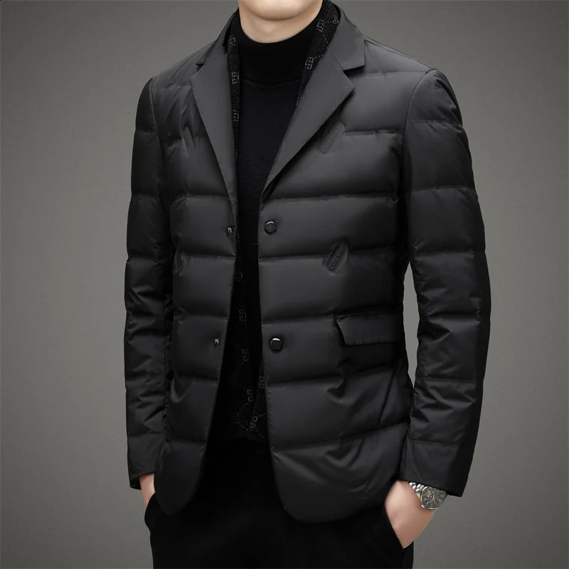 Mens down jacket 2024 middle-aged and elderly mens winter warm duck down jacket Fathers winter set jacket Masculino slim fit 240826