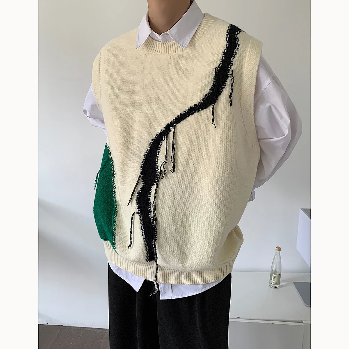 Les hommes personnalisés portent des pulls à tricot de mode coréenne pour hommes
