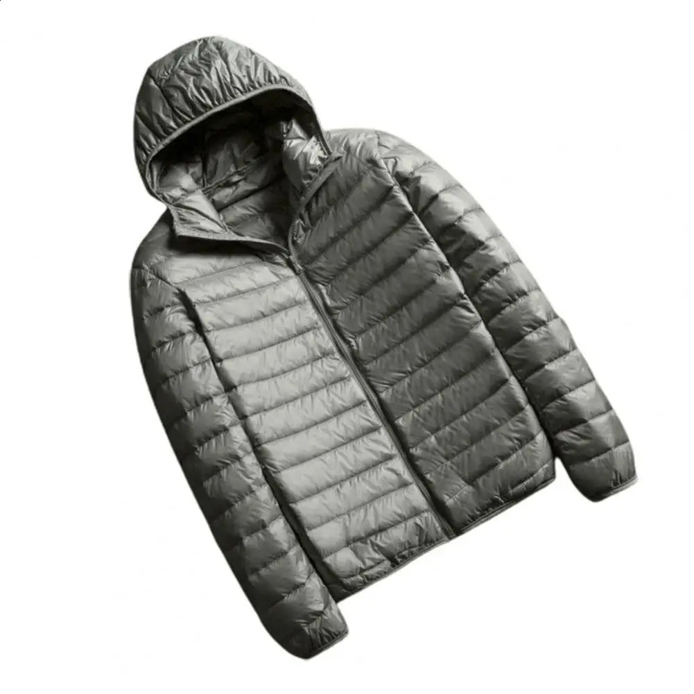 Autumn Winter Down Jacket Men Ultra Light Windproof Waterproof Anti Fouling Anti-Oil White Duck Portable Hooded Coat Male 240826