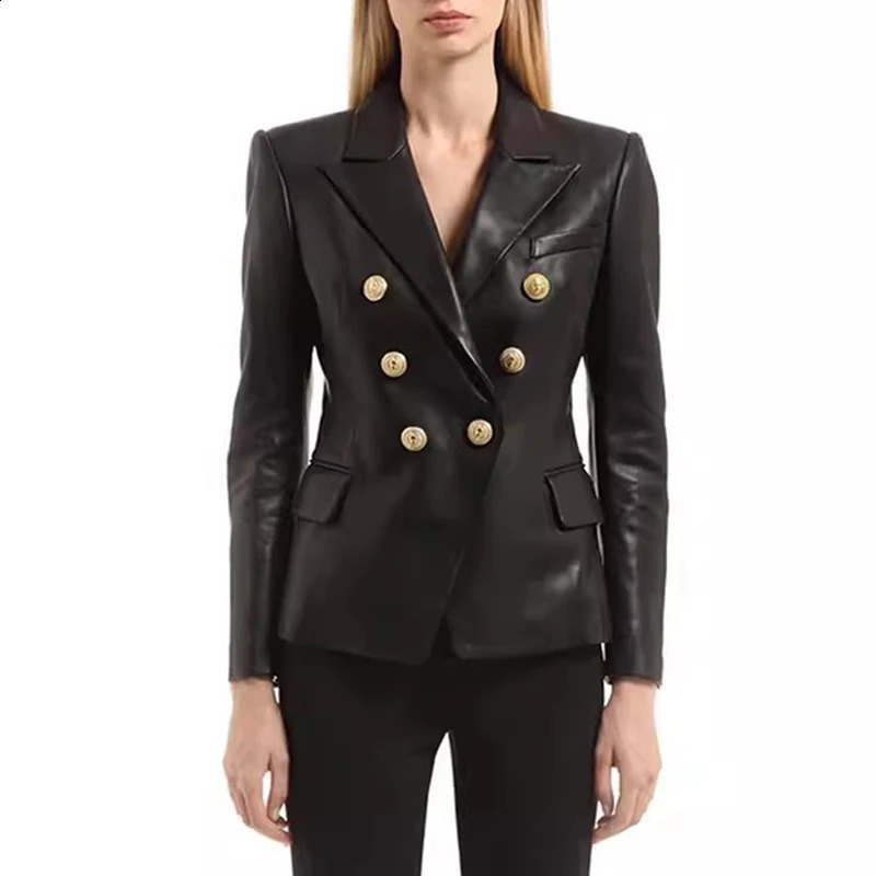 S-2XL Womens One layer Sheepskin Jacket Fashion Collar Double layer Womens Short Ultra thin Leather Motorcycle Jacket 240827