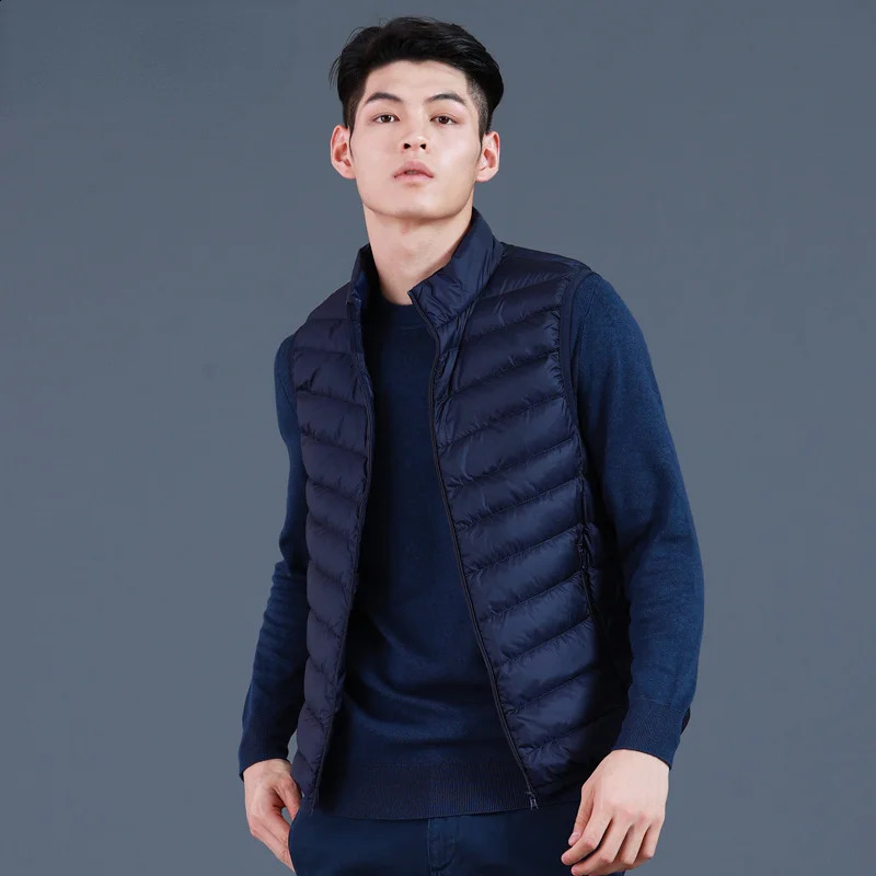 Mens down jacket warm vest casual white duck jacket 2024 winter FCY 240826